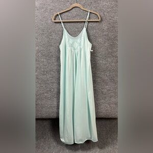 Val Mode Dress Lingerie Women Size L Light Blue Nightgown Shiny Silky VINTAGE